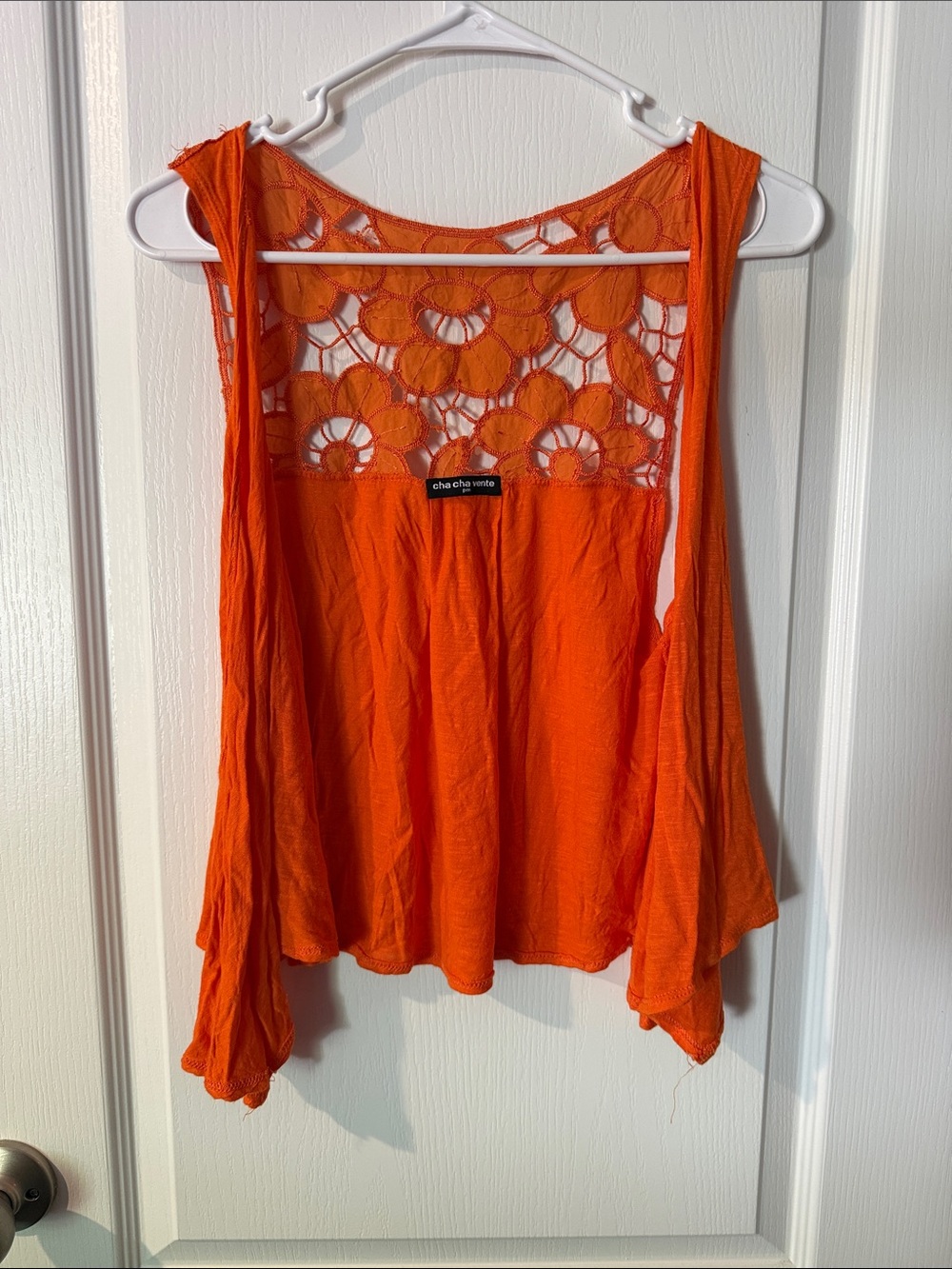 cha cha vente Bright Orange Crochet-Back Sleeveless Camisole